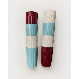 Vintage 8 Crystal-on Ribbed Colorful Stackable Plastic Tumblers
